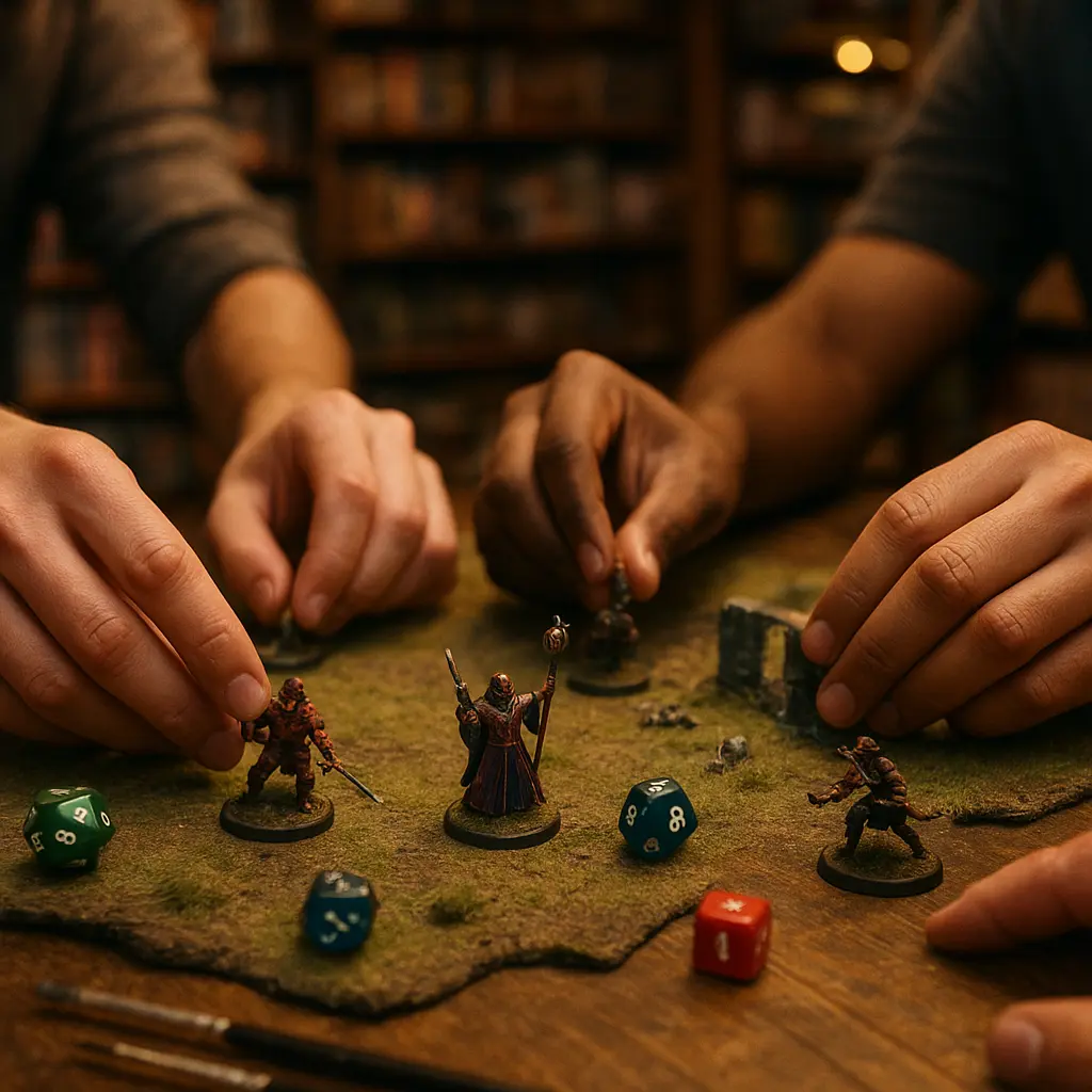 Tabletop Event mit Miniaturen und Dice