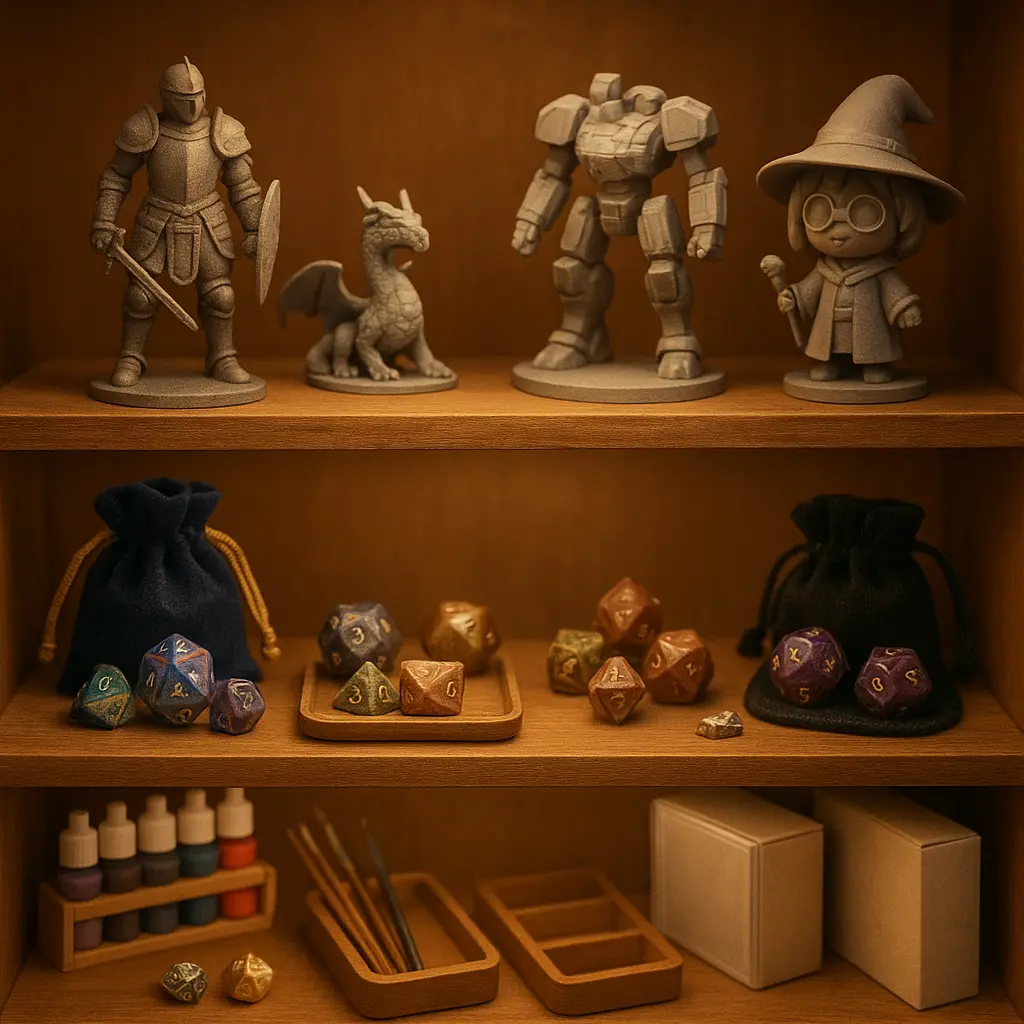 Regal mit Geek Collectibles und Zubehör